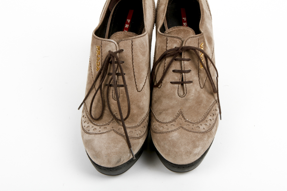 Prada Suede Wingtip Booties