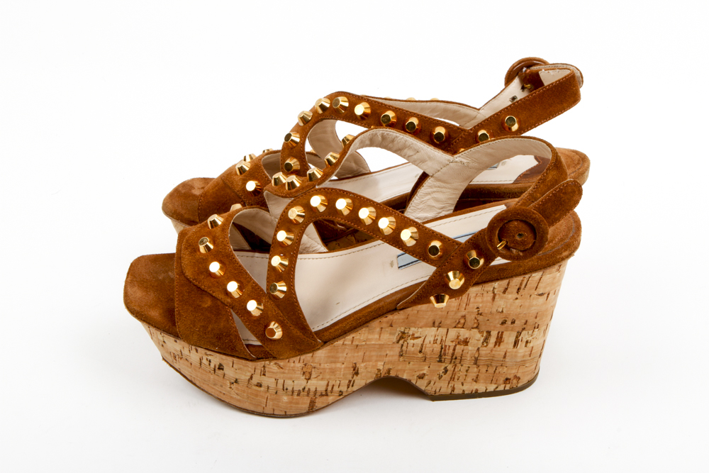 Prada Platform Wedge Sandals