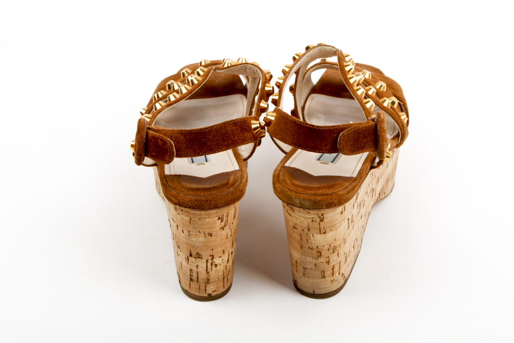 Prada Platform Wedge Sandals