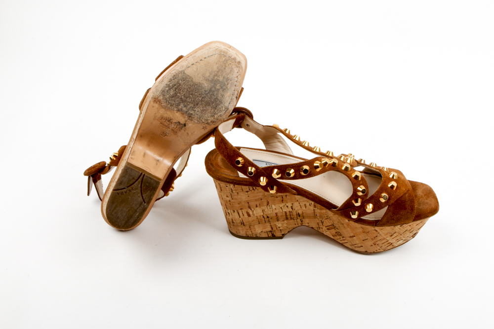 Prada Platform Wedge Sandals