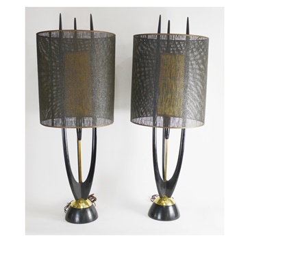 Pair of Modeline Teak Lamps