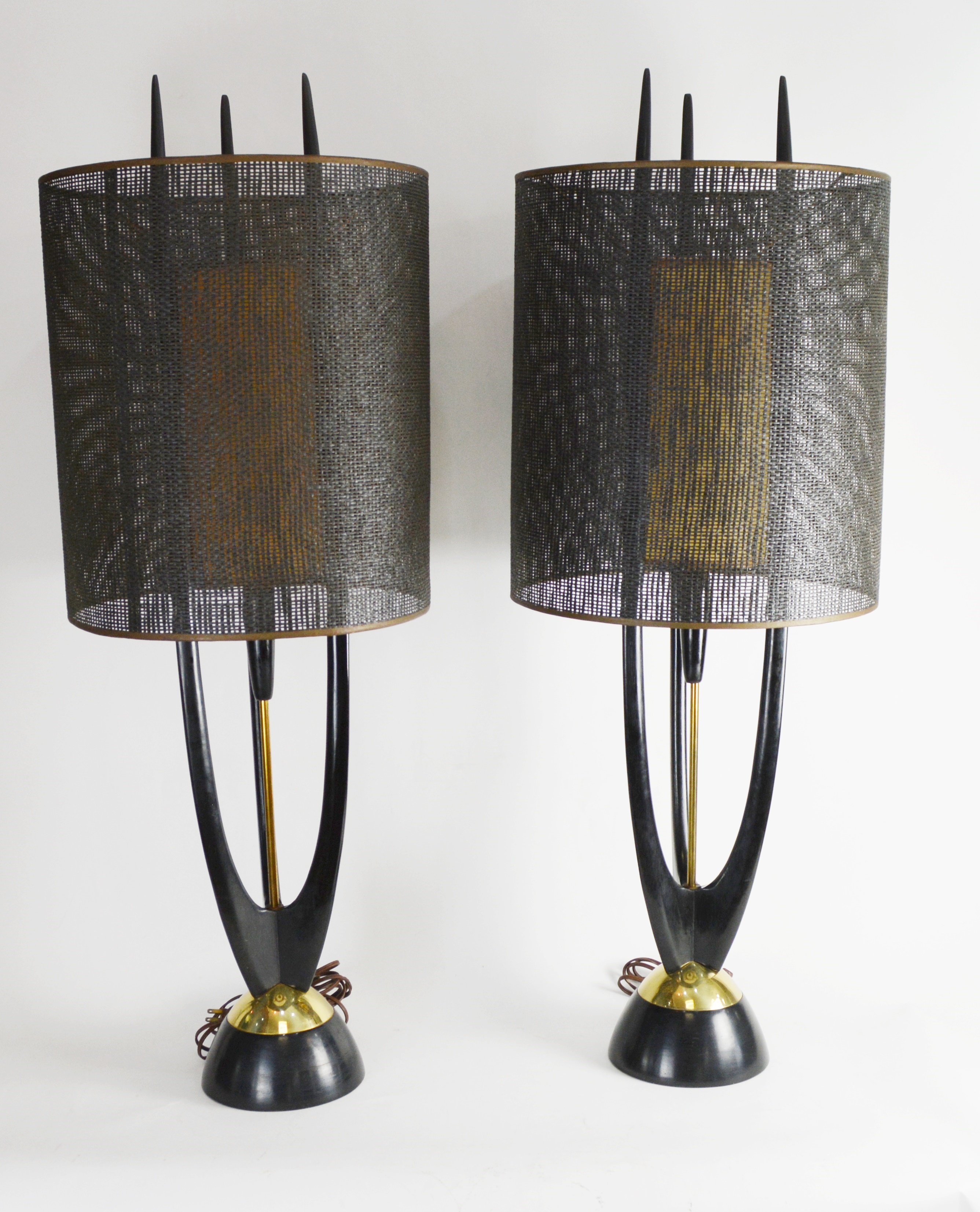 Pair of Modeline Teak Lamps