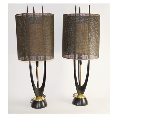 Pair of Modeline Teak Lamps