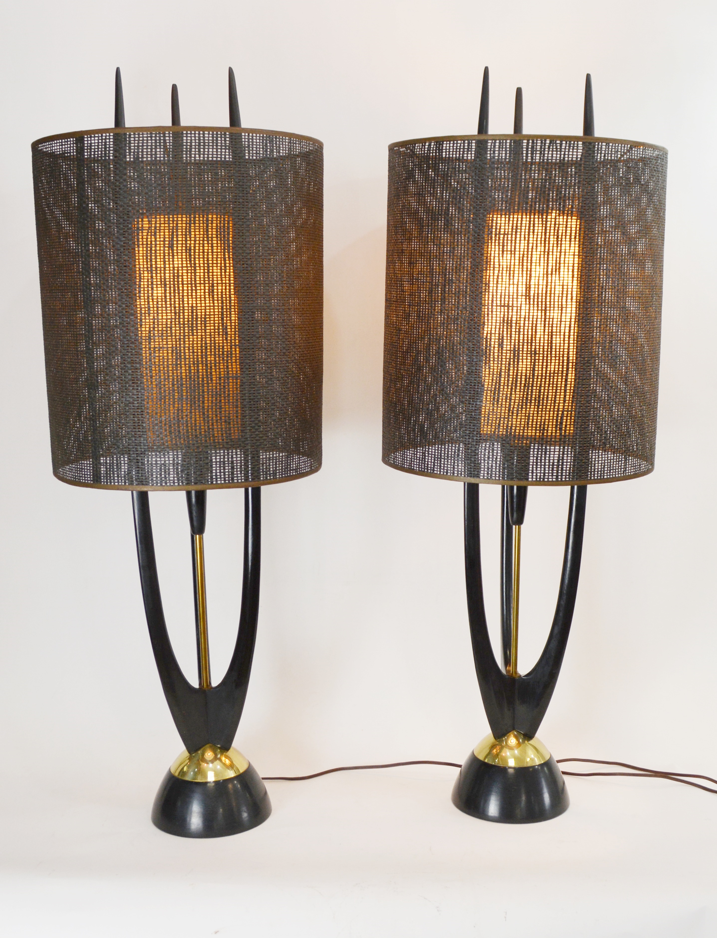 Pair of Modeline Teak Lamps