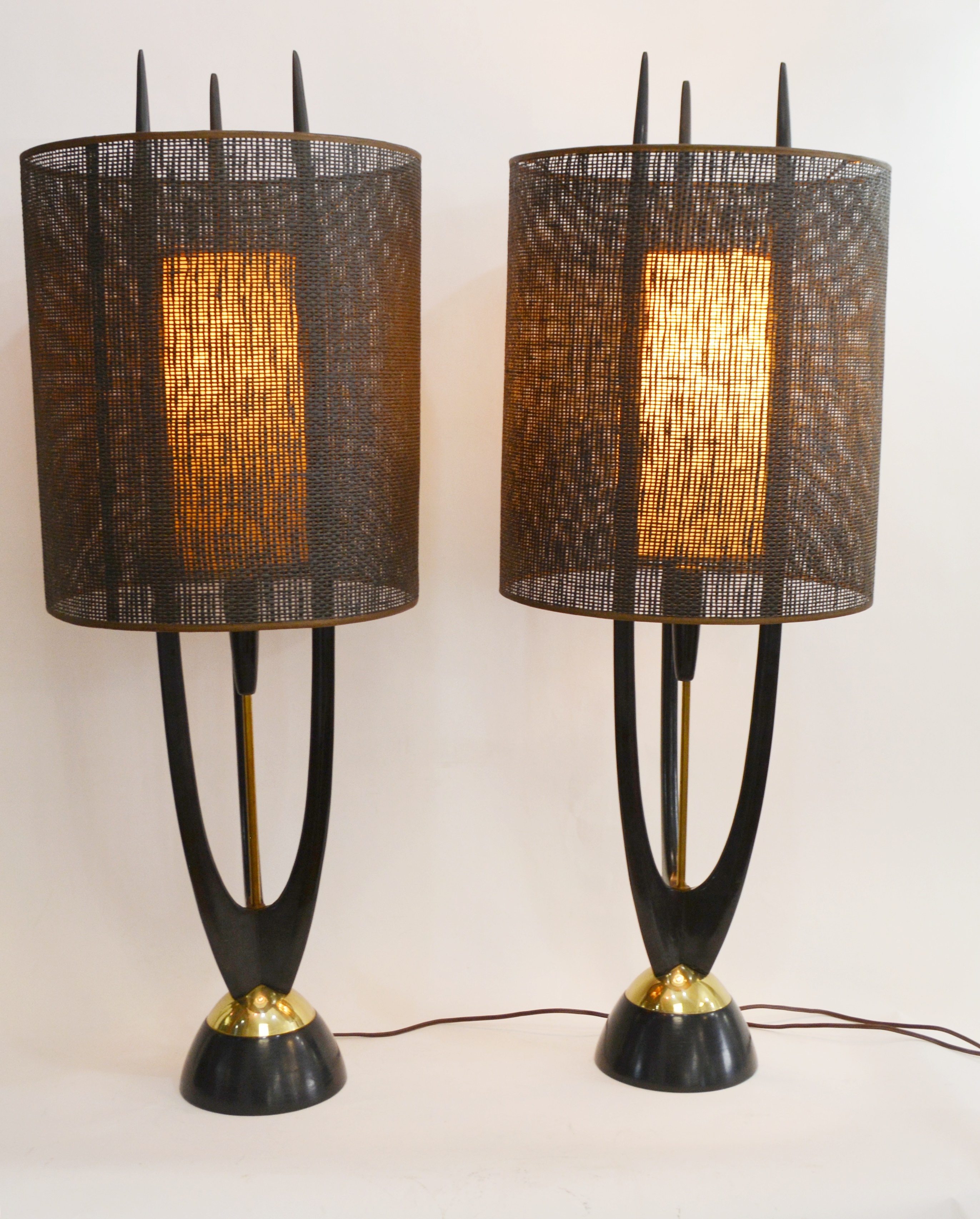 Pair of Modeline Teak Lamps