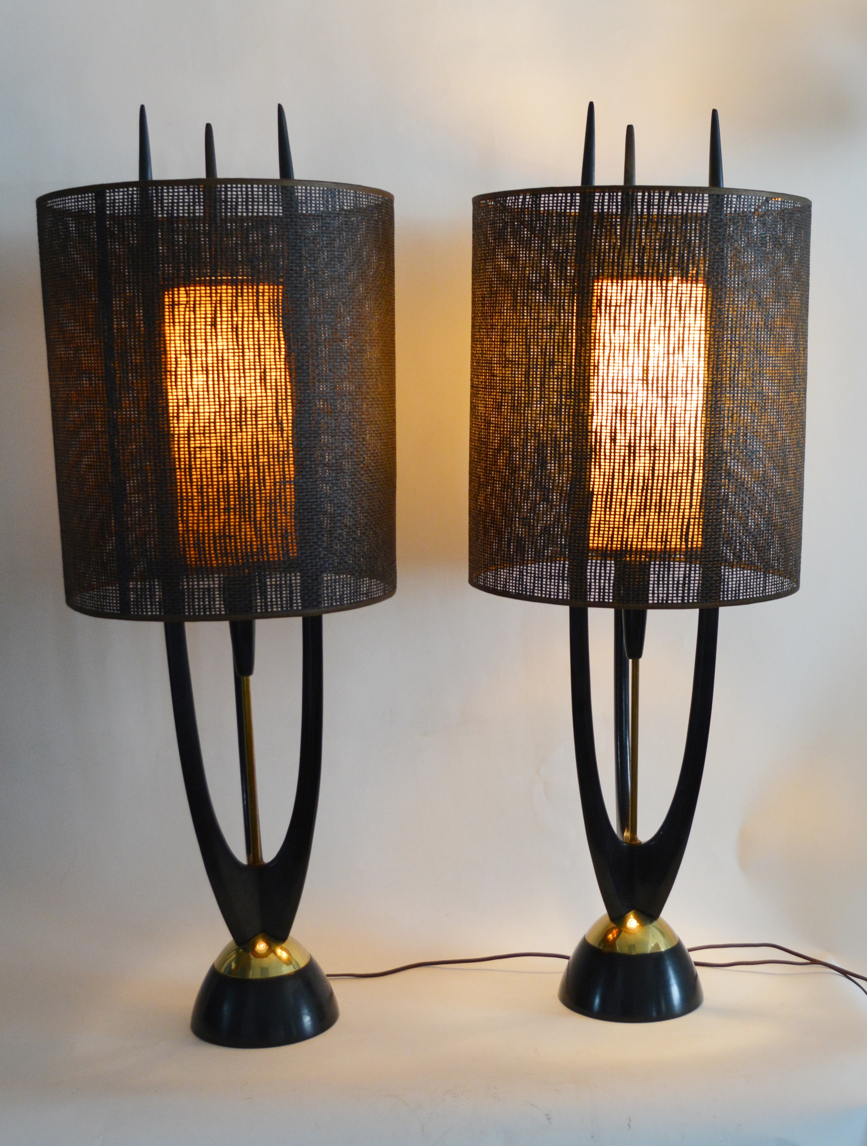 Pair of Modeline Teak Lamps