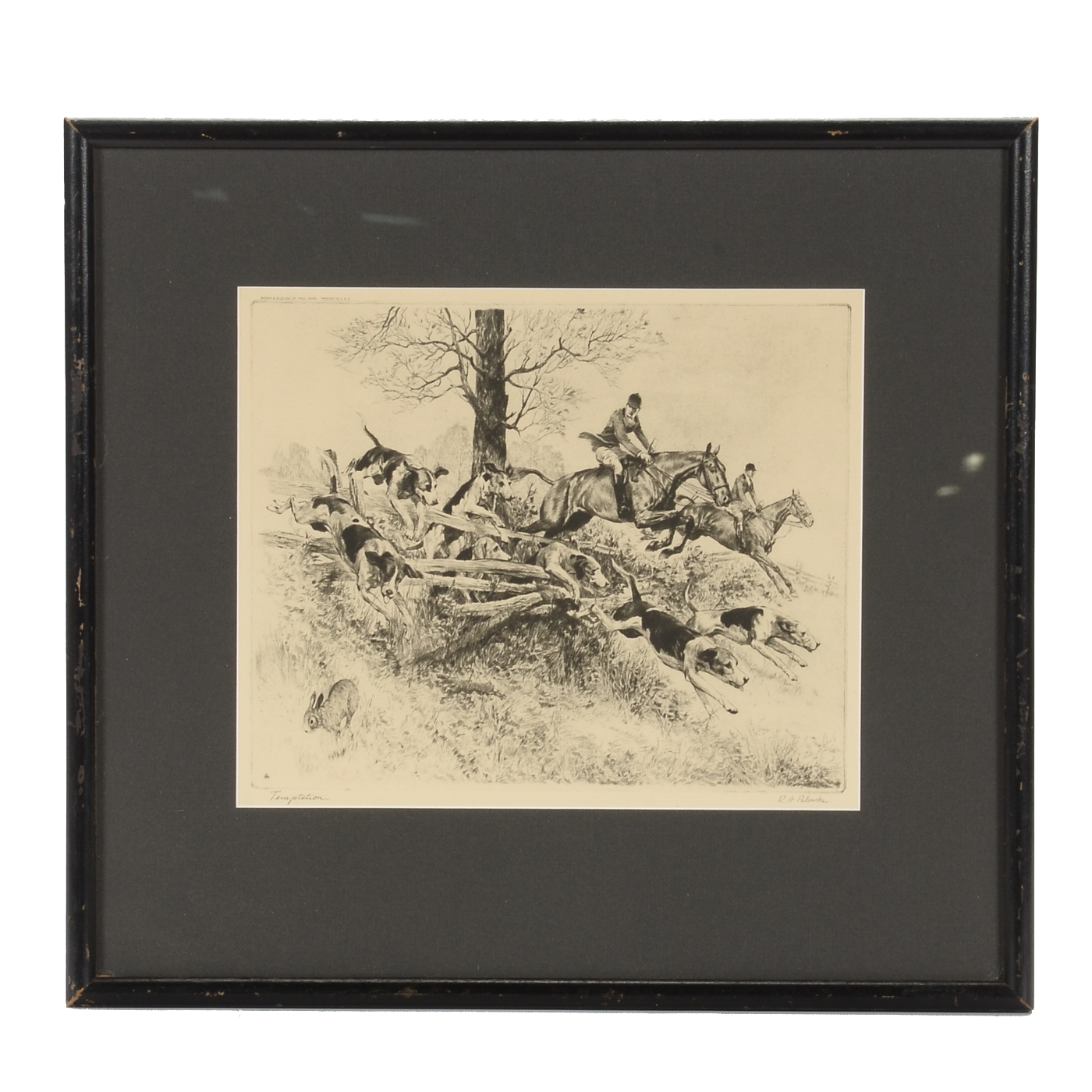 Vintage Rotogravure Reproduction after Reinhold Palenske Drypoint Etching "Temptation"