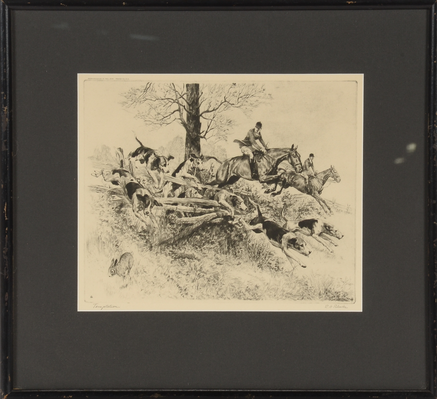 Vintage Rotogravure Reproduction after Reinhold Palenske Drypoint Etching "Temptation"