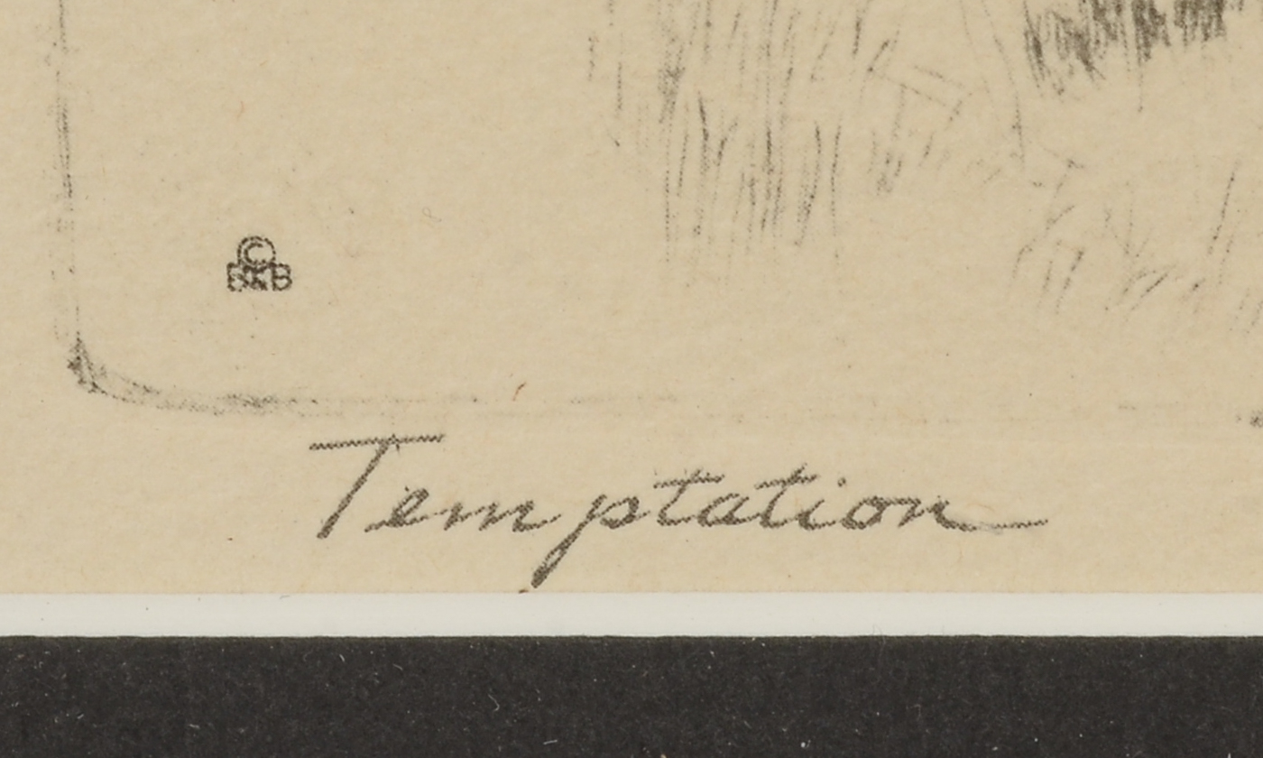 Vintage Rotogravure Reproduction after Reinhold Palenske Drypoint Etching "Temptation"