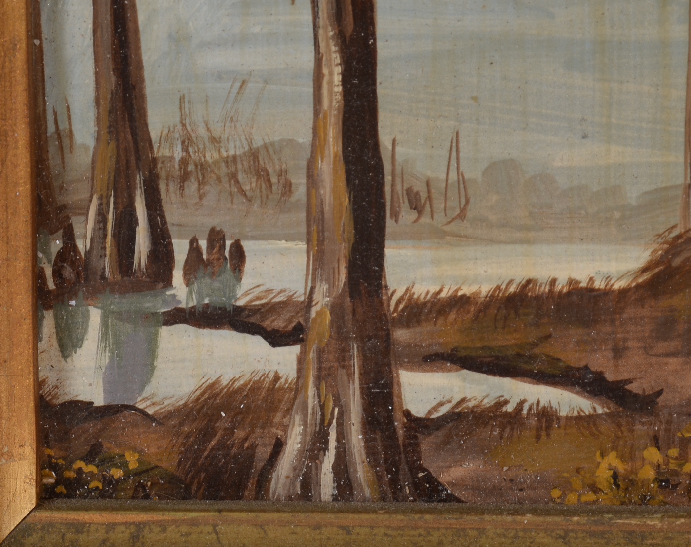 Josef Signed Naïve Tempera Landscape on Composite Board