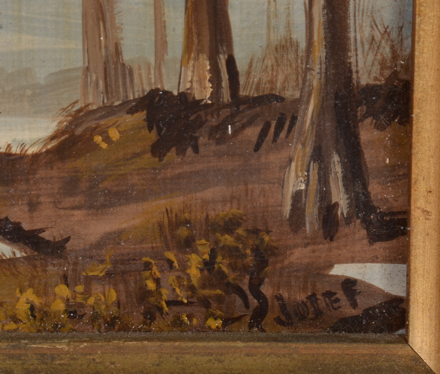 Josef Signed Naïve Tempera Landscape on Composite Board