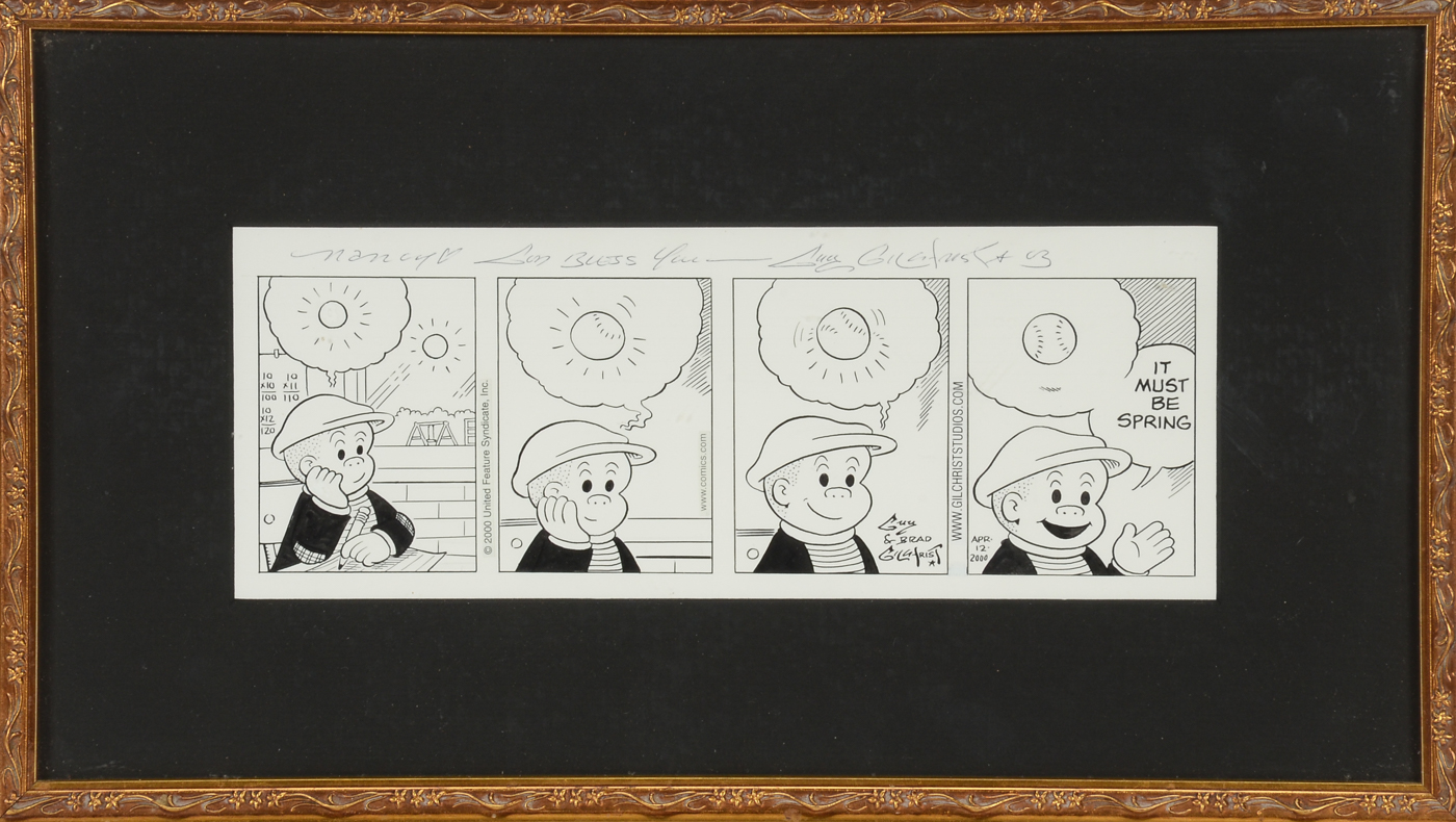 Guy & Brad Gilchrist Original 2000 Signed Ink Drawing for"Nancy" Comic Strip