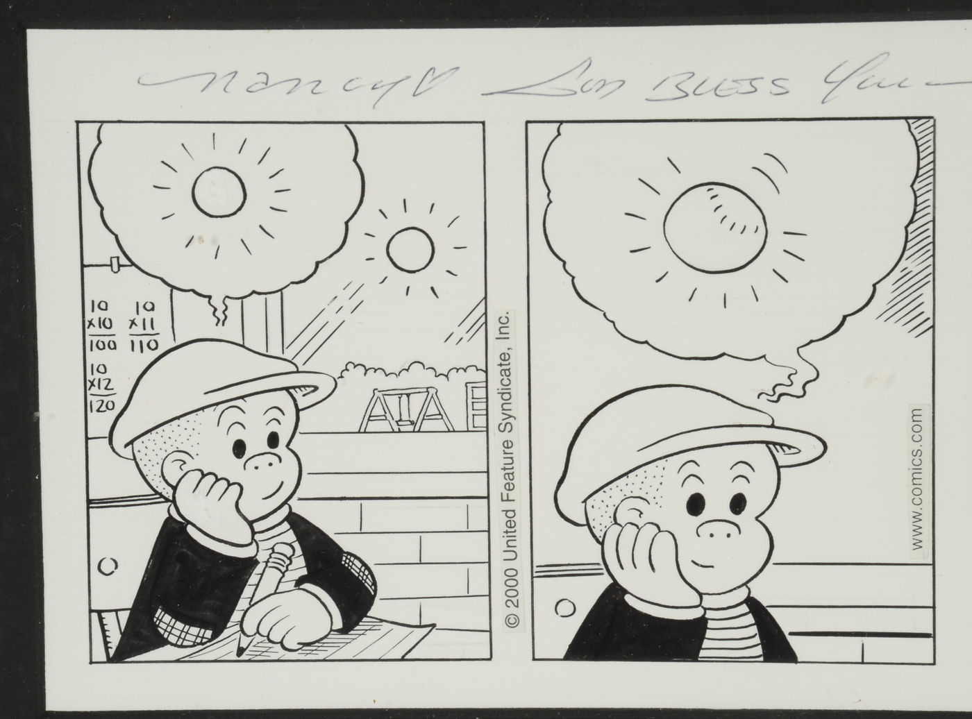 Guy & Brad Gilchrist Original 2000 Signed Ink Drawing for"Nancy" Comic Strip