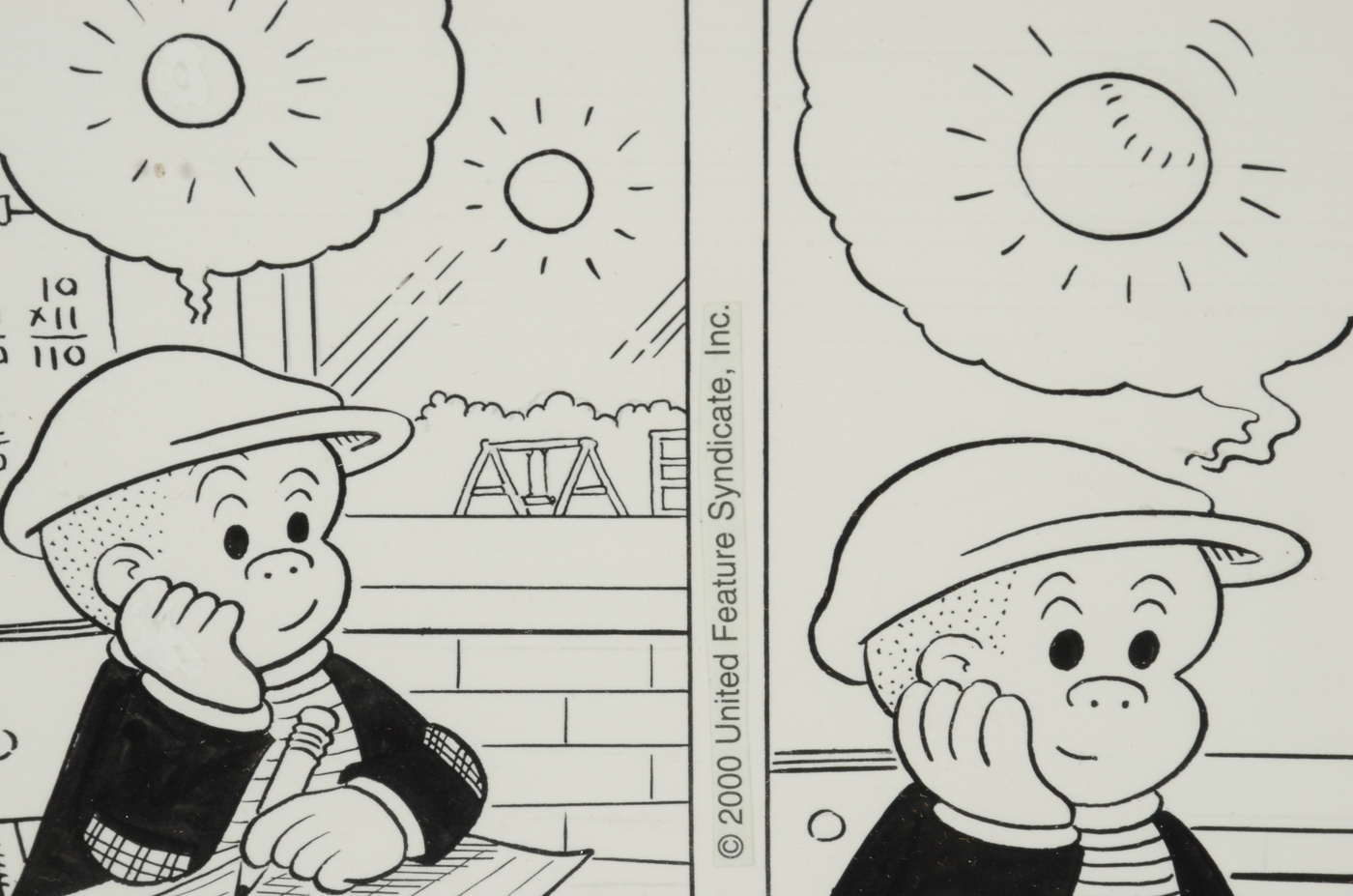 Guy & Brad Gilchrist Original 2000 Signed Ink Drawing for"Nancy" Comic Strip