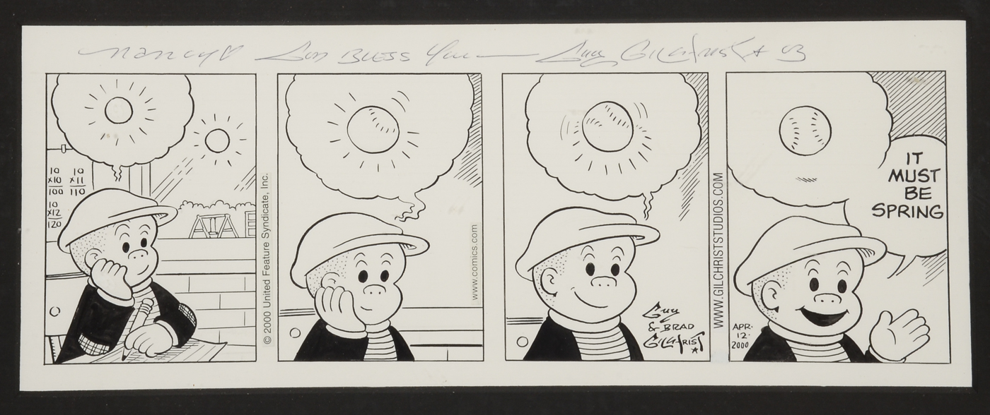 Guy & Brad Gilchrist Original 2000 Signed Ink Drawing for"Nancy" Comic Strip