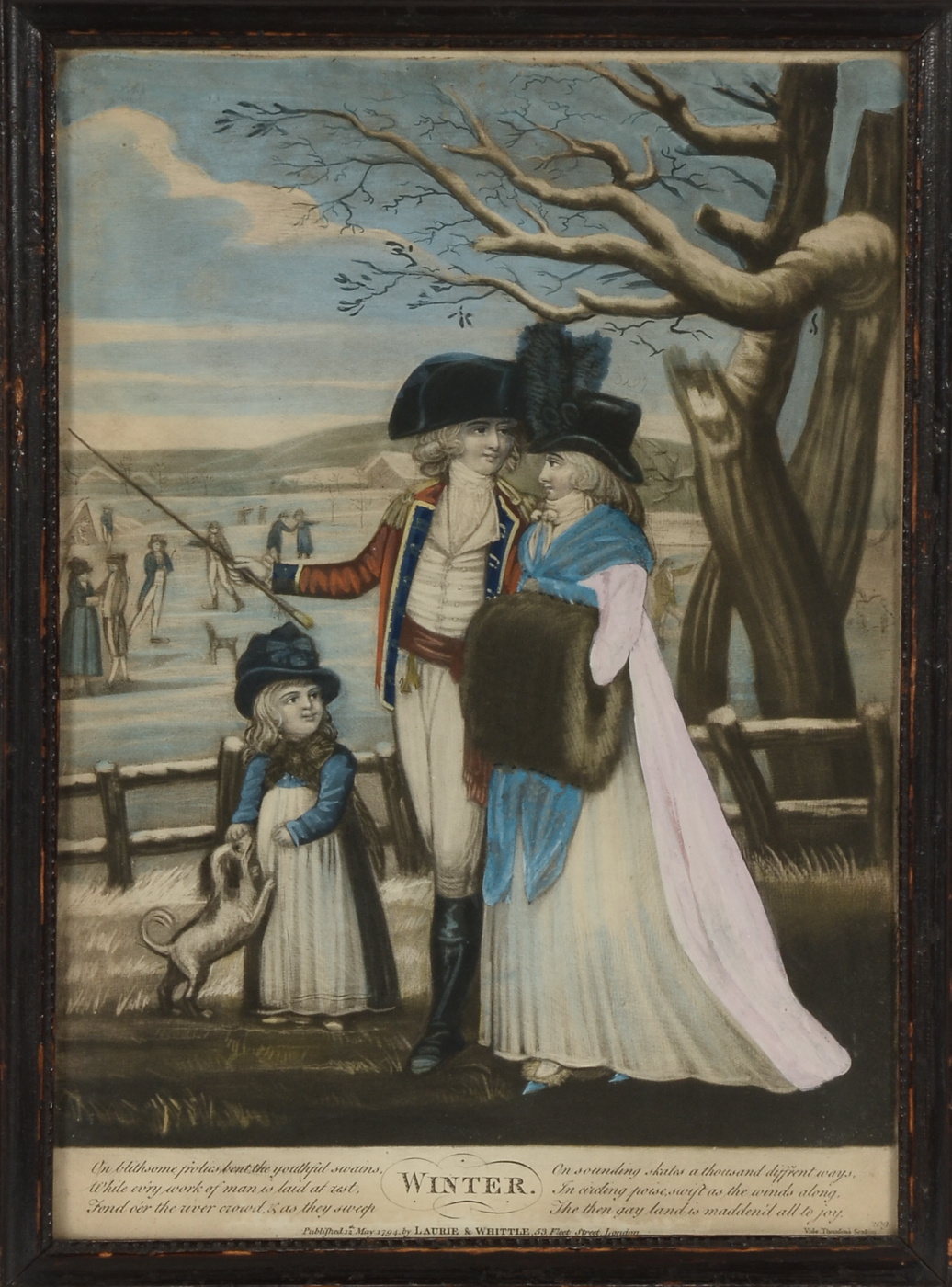 Antique 1794 Mezzotint with Hand-coloring