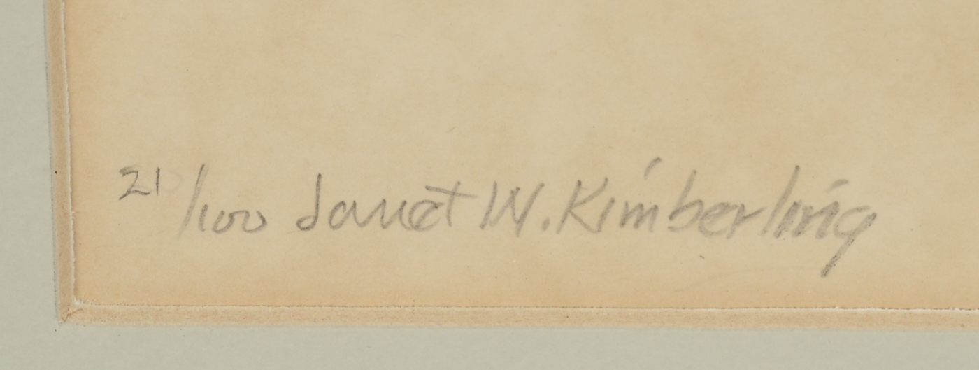 Janet W. Kimberling Signed 1979 Limited Edition Lithograph with Hand-Coloring