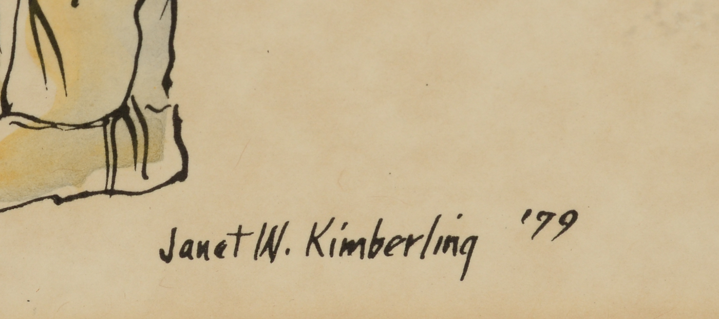 Janet W. Kimberling Signed 1979 Limited Edition Lithograph with Hand-Coloring