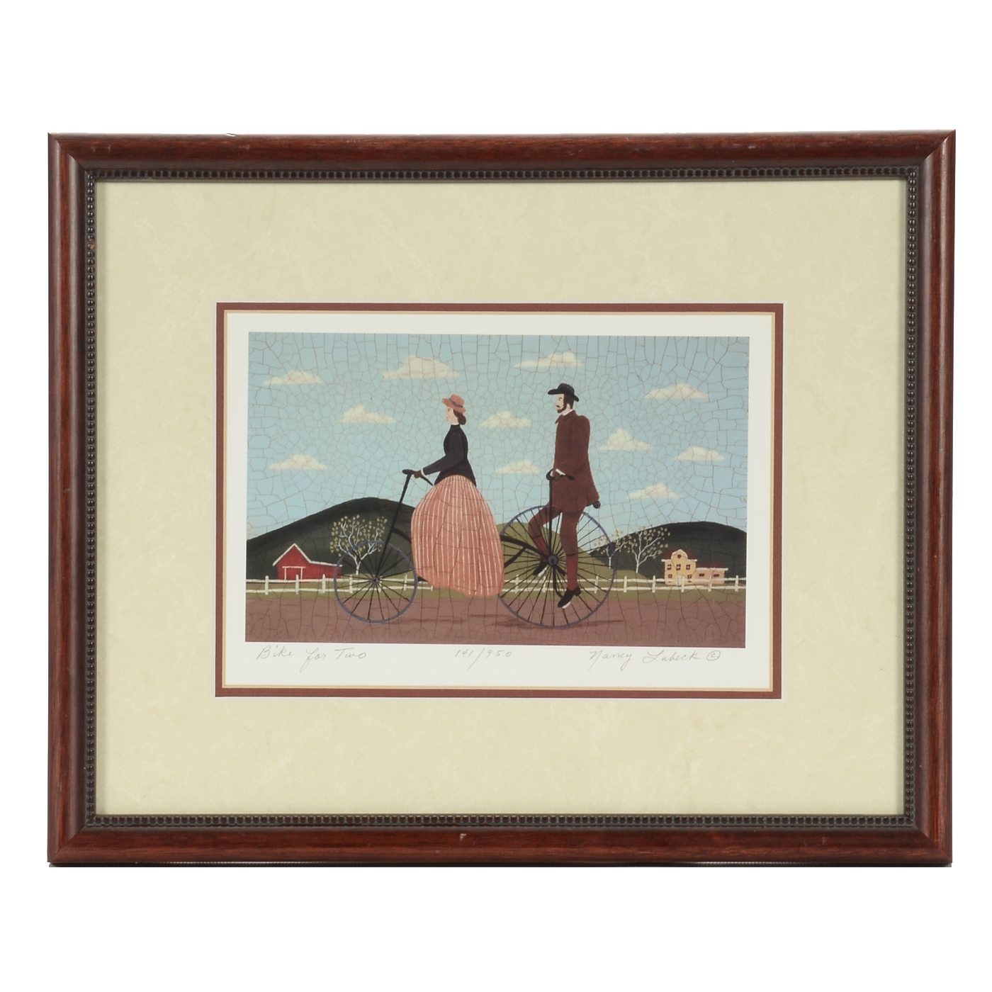 Nancy Lubeck Signed Limited Edition Offset Lithograph "Bike for Two"