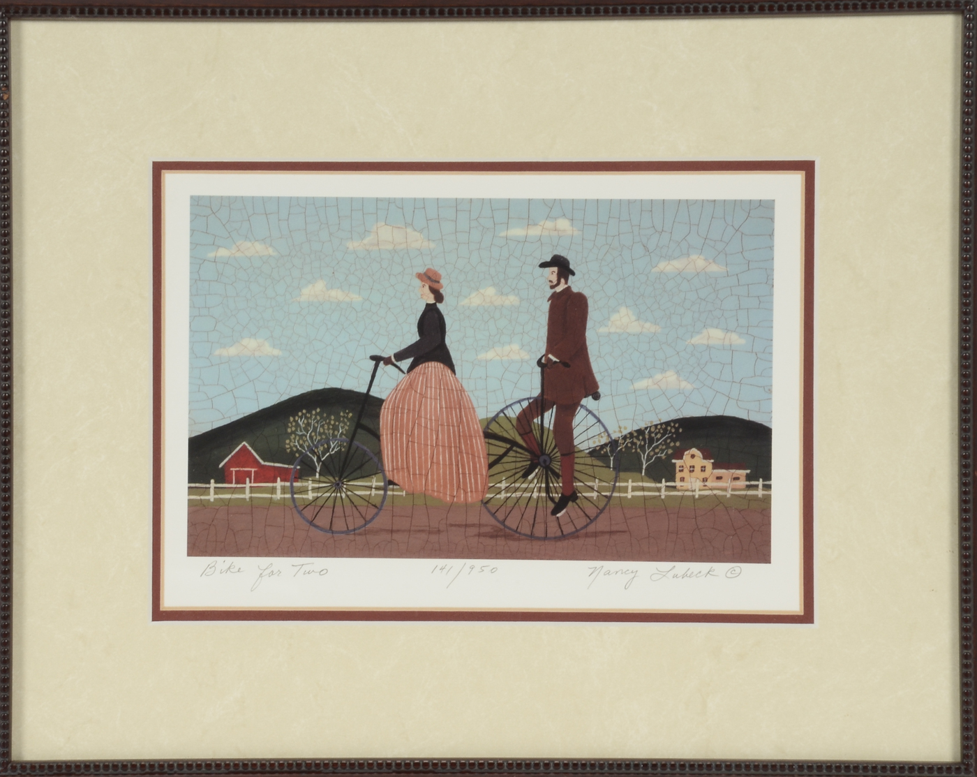 Nancy Lubeck Signed Limited Edition Offset Lithograph "Bike for Two"