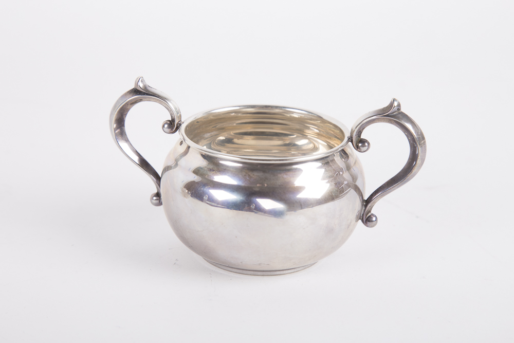 Gorham Sterling Silver Creamer and Sugar Bowl with Cup