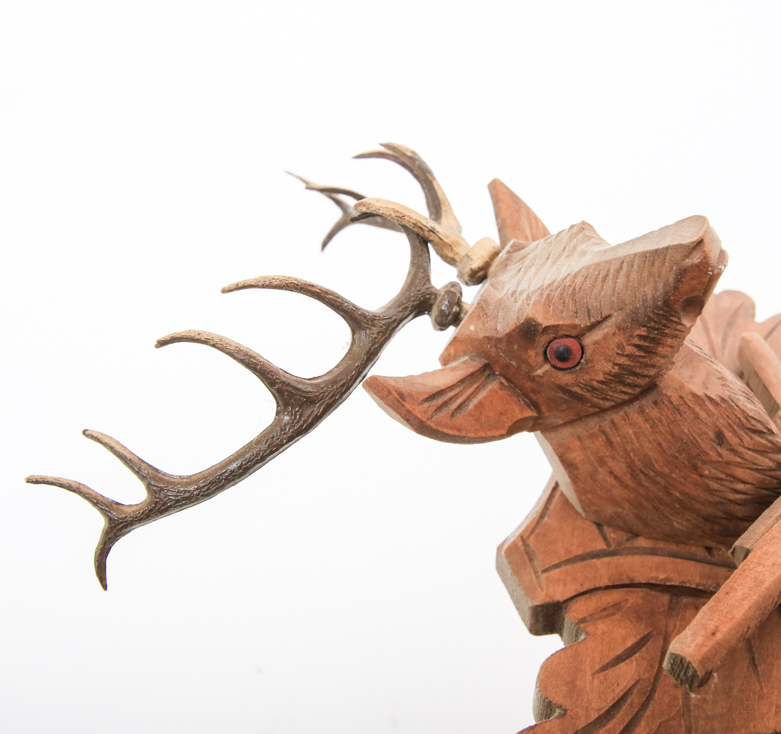 Vintage German Black Forest Style Hunting Scene  Cuckoo Clock