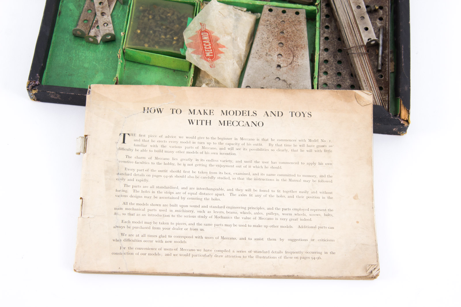 Vintage Meccano Erector Set with Original Box and Instruction Manual