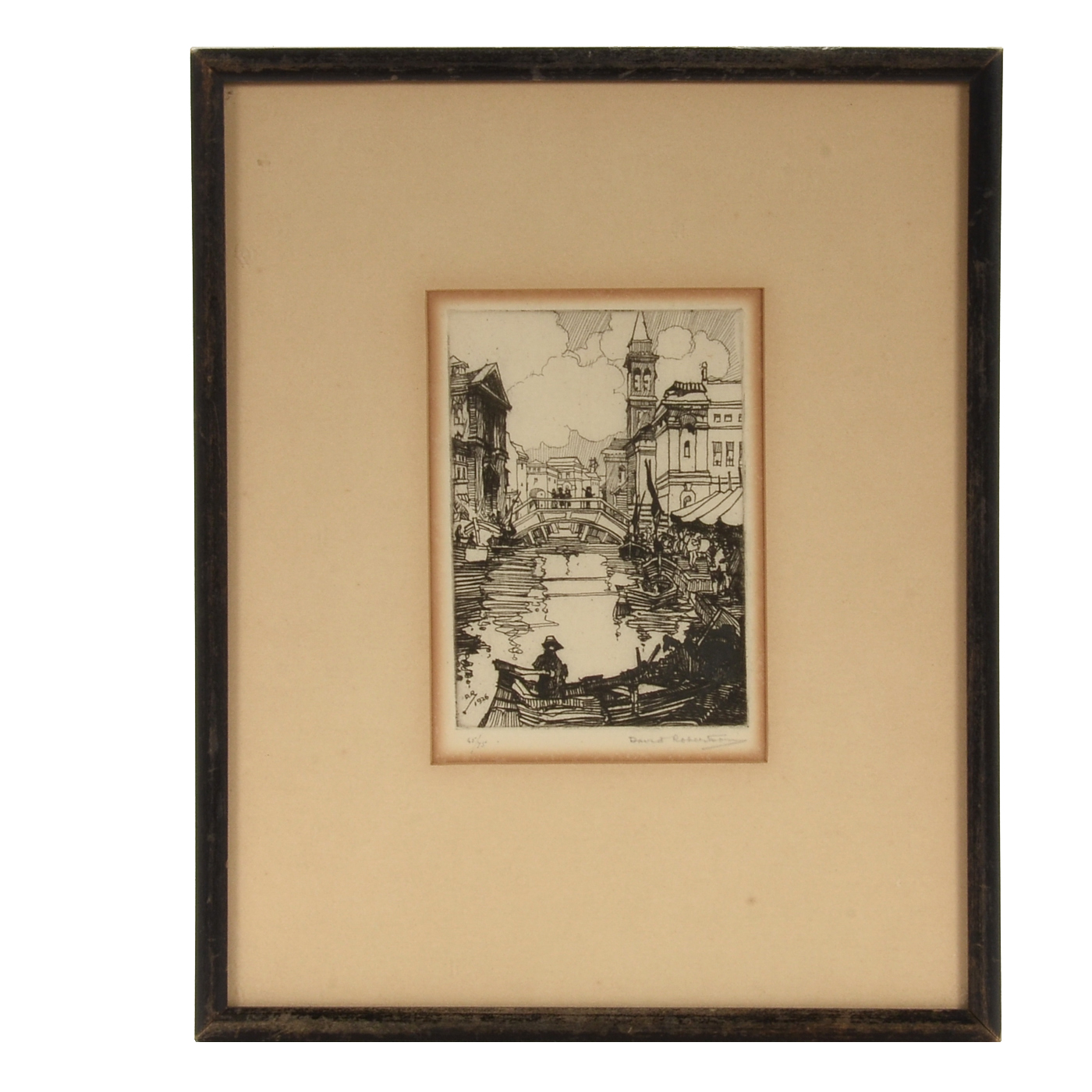 David Robertson Signed 1926 Limited Edition Etching "Chioggia, Venice"