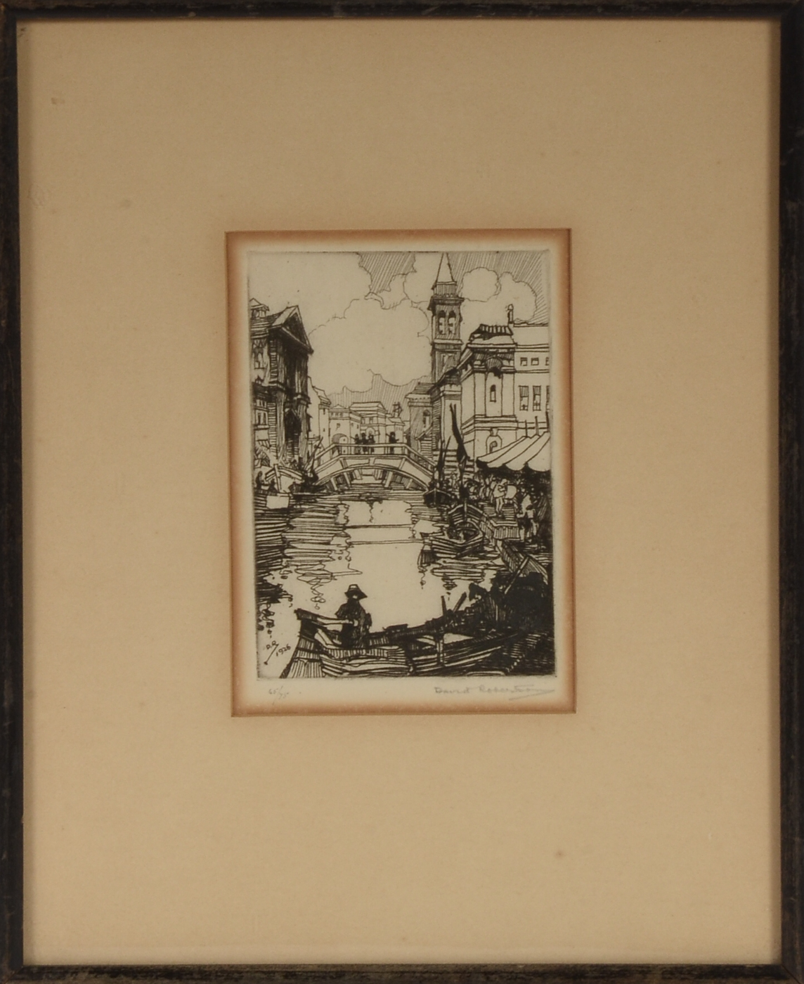 David Robertson Signed 1926 Limited Edition Etching "Chioggia, Venice"