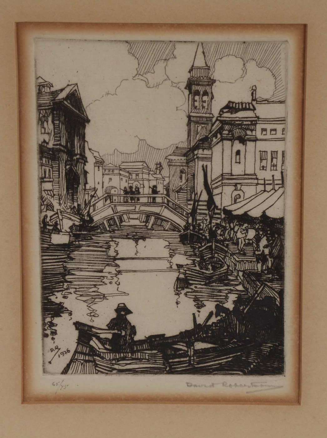 David Robertson Signed 1926 Limited Edition Etching "Chioggia, Venice"