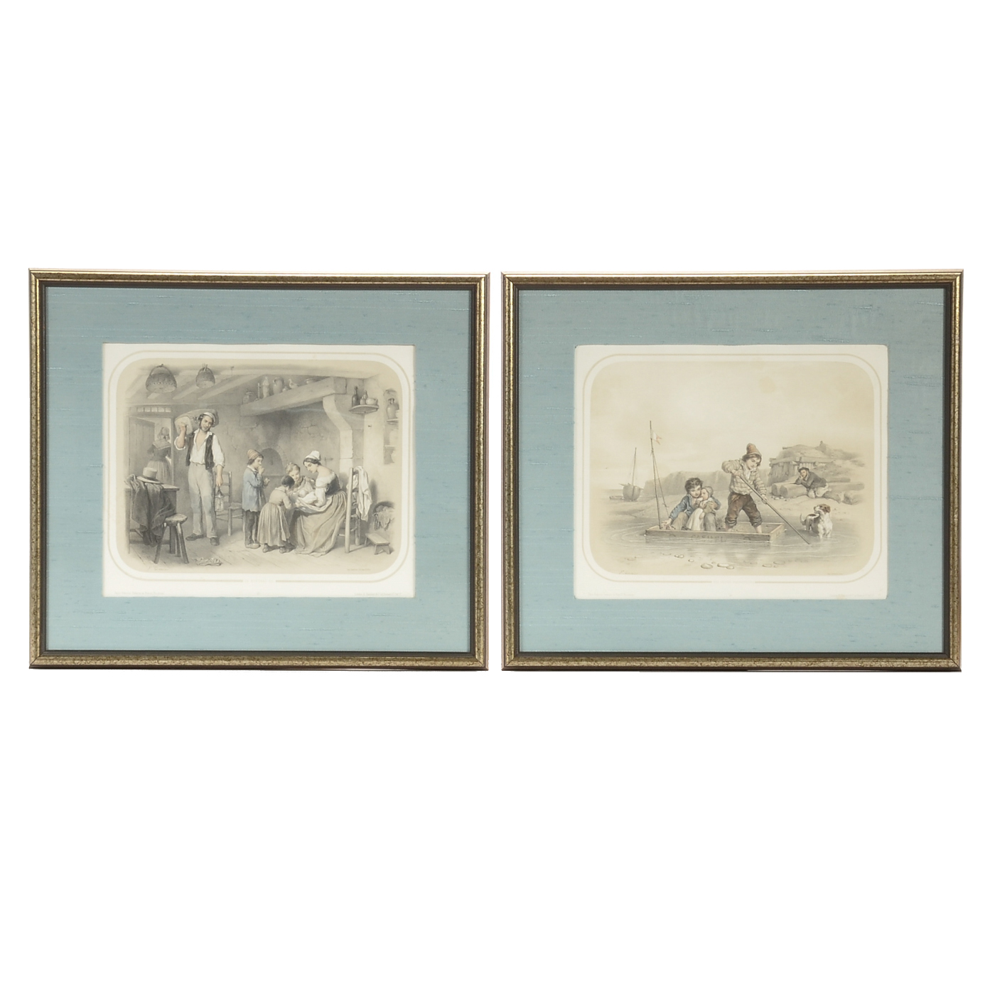 Two Antique 19th-Century Lithographs after Francois Grenier