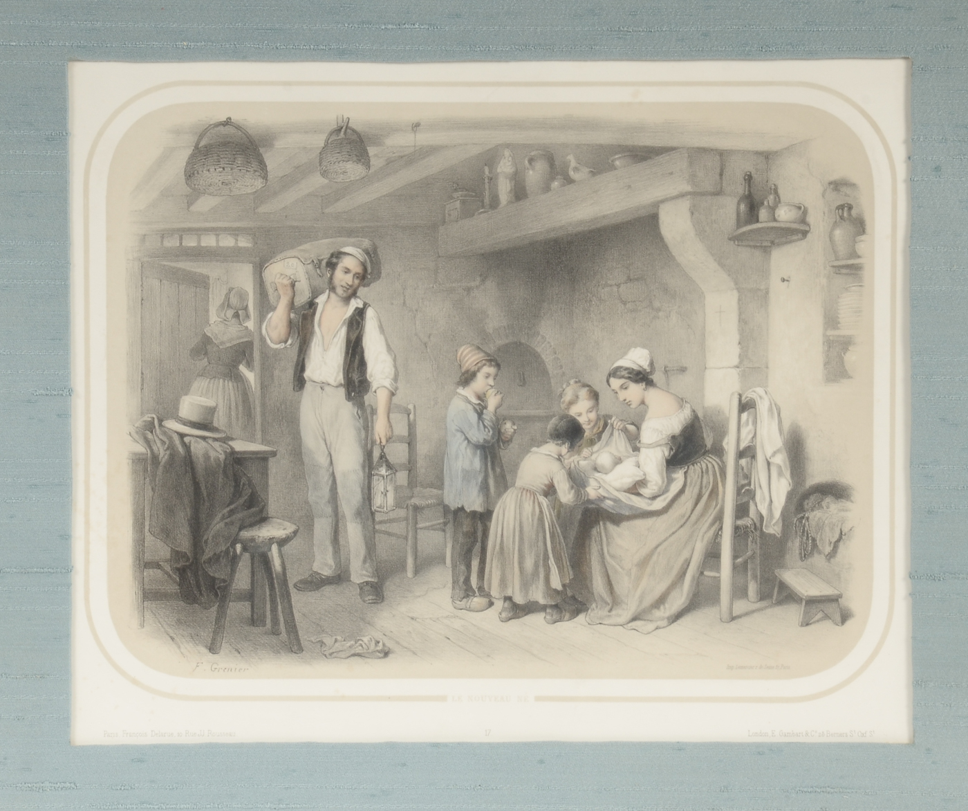 Two Antique 19th-Century Lithographs after Francois Grenier