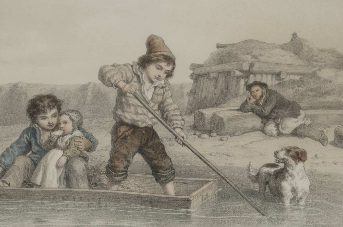 Two Antique 19th-Century Lithographs after Francois Grenier