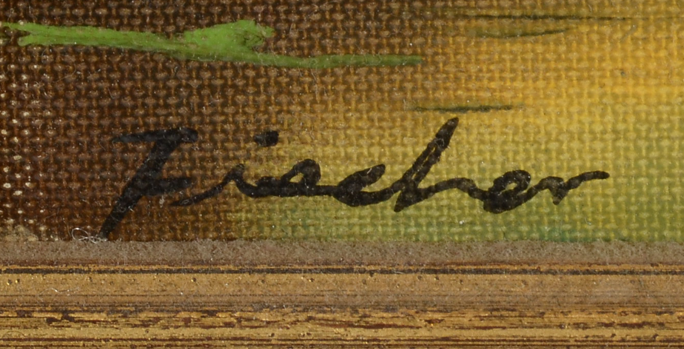 Pair of Fischer Original Decorative Genre Oil Paintings on Canvas