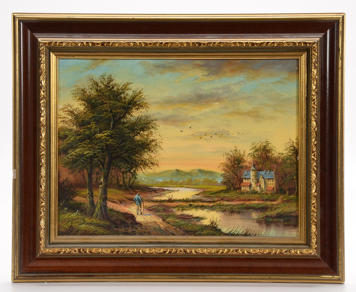 Pair of Fischer Original Decorative Genre Oil Paintings on Canvas