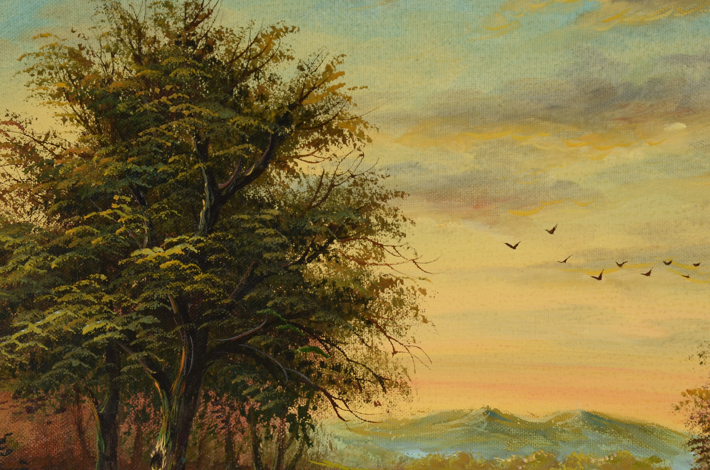 Pair of Fischer Original Decorative Genre Oil Paintings on Canvas