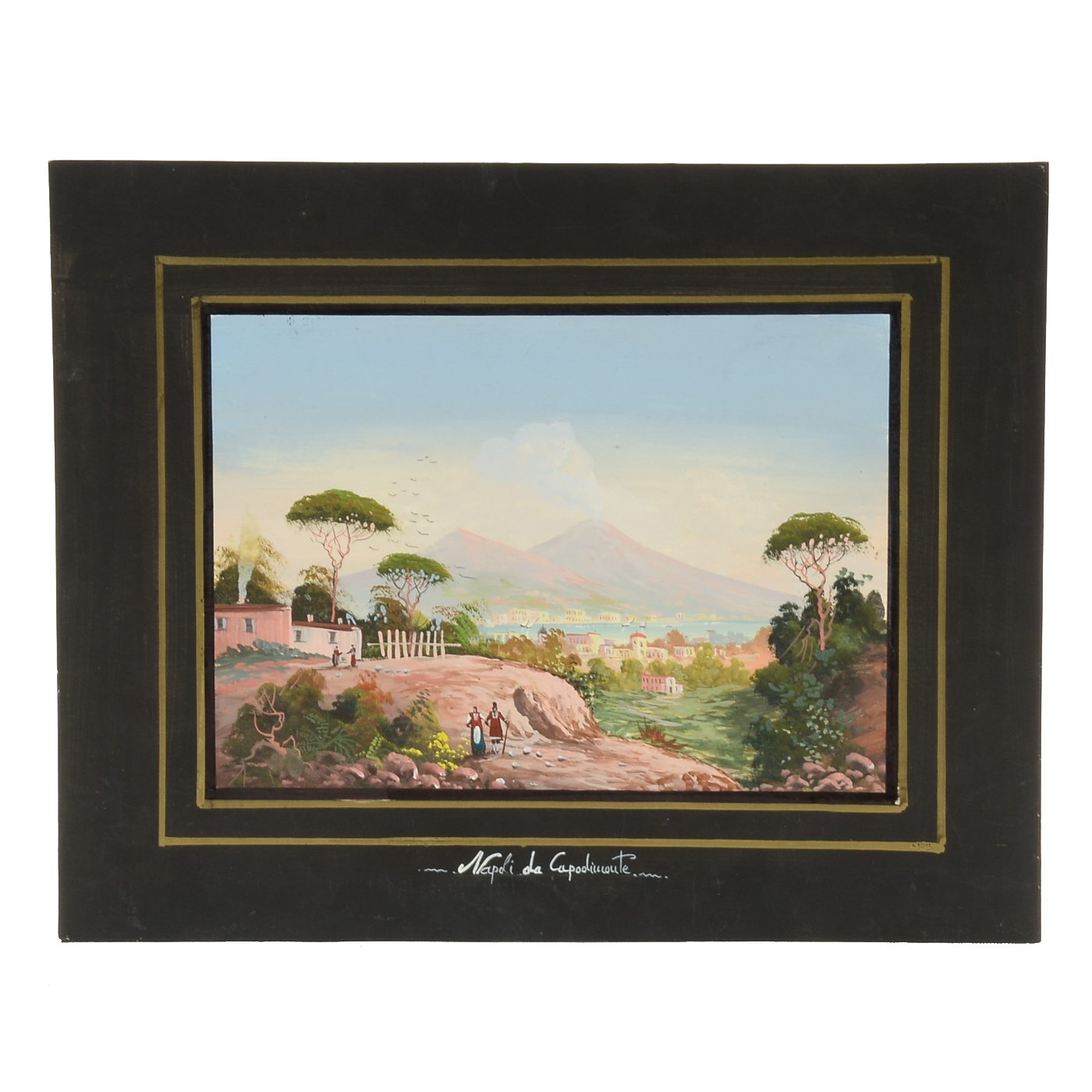 Unframed Tempera Souvenir Painting of Naples Landscape