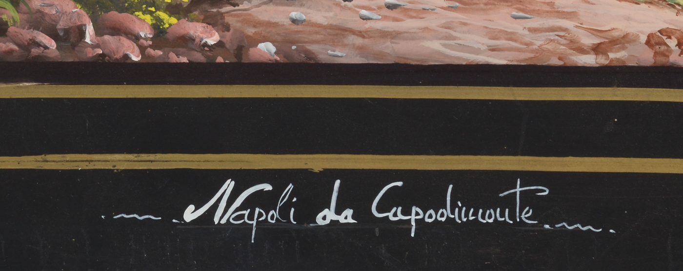 Unframed Tempera Souvenir Painting of Naples Landscape