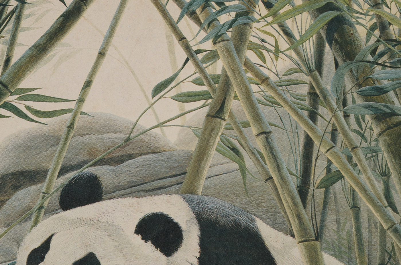 John Ruthven Signed Small-Scale Offset Lithograph "Panda Bears"