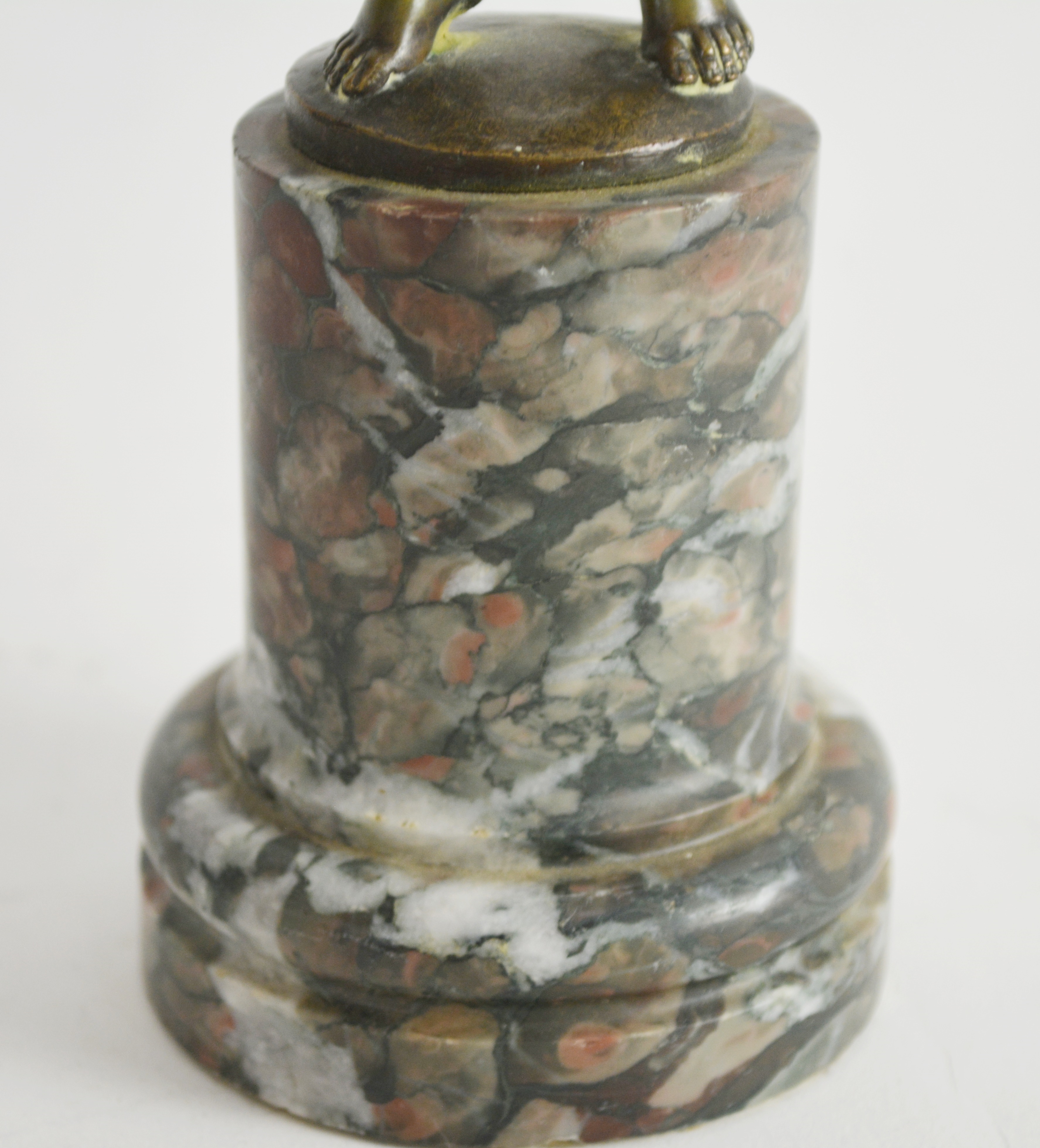 Bronze Cherub Statue On Marble Plinth