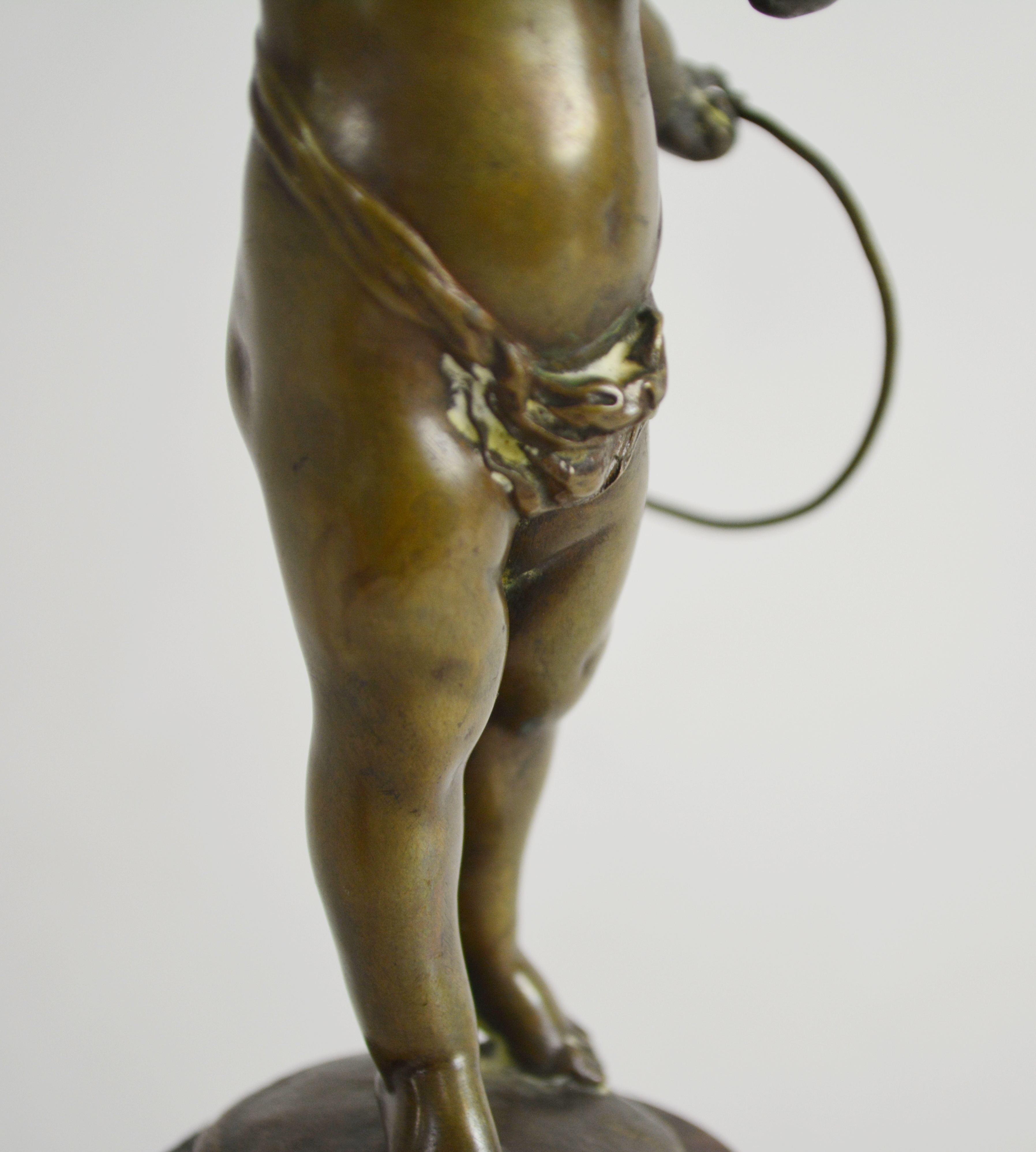 Bronze Cherub Statue On Marble Plinth