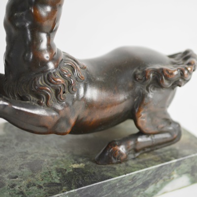 Vintage Bronze Centaur With Mother of Pearl Sword Statue