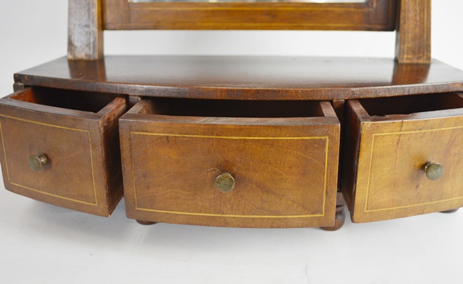 Vintage Three Drawer Table Top Wood MIrror