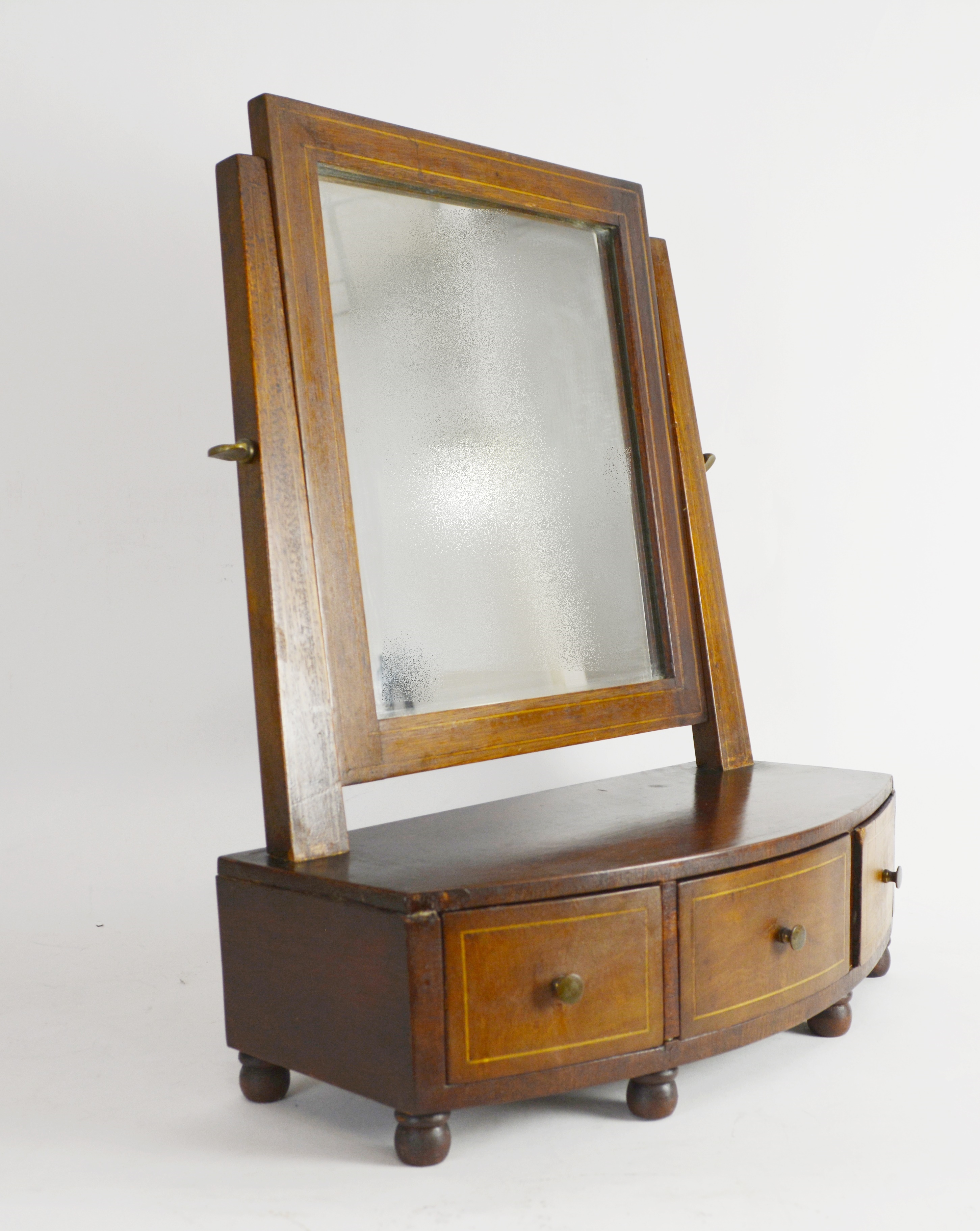 Vintage Three Drawer Table Top Wood MIrror