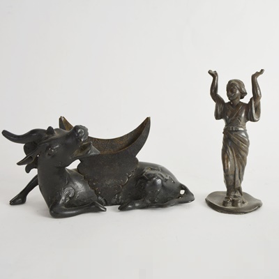 Metal Dragon Bowl and Figurine