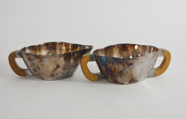 Silver Plated Lobed Cream and Sugar Set