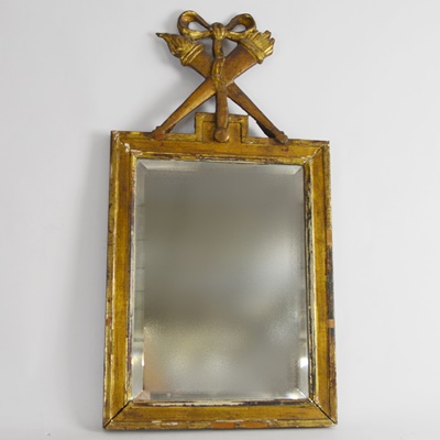 Antique Gilt Wood Beveled Mirror