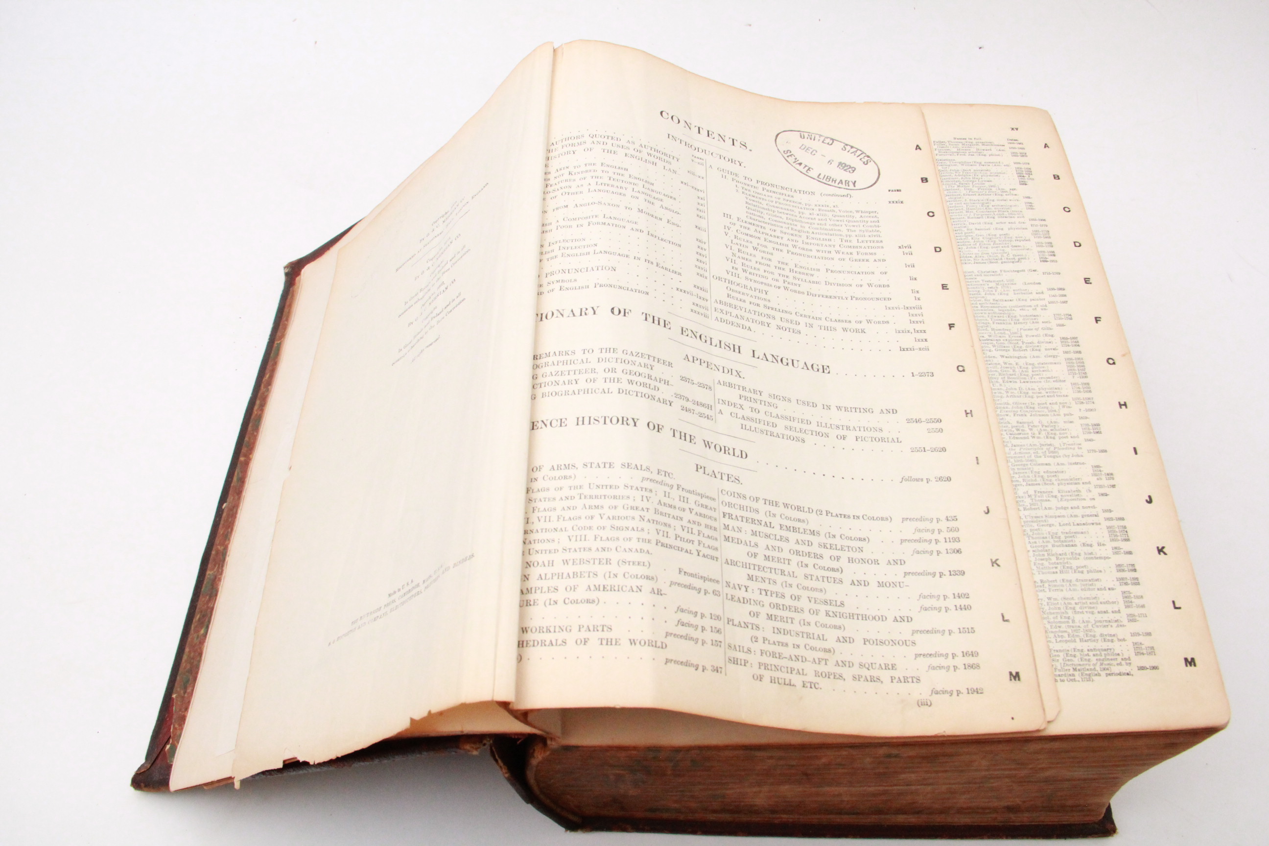 1923 Webster Dictionary From the U.S. Senate Library