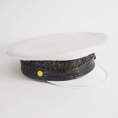 Vintage White With Black Wicker Hat