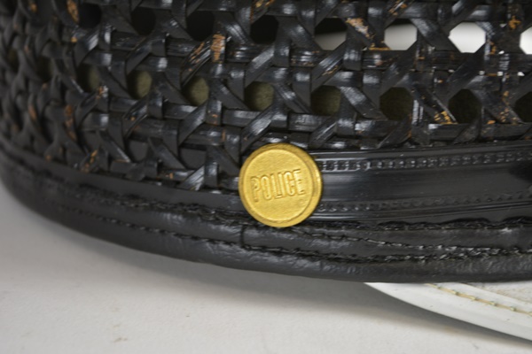 Vintage White With Black Wicker Hat